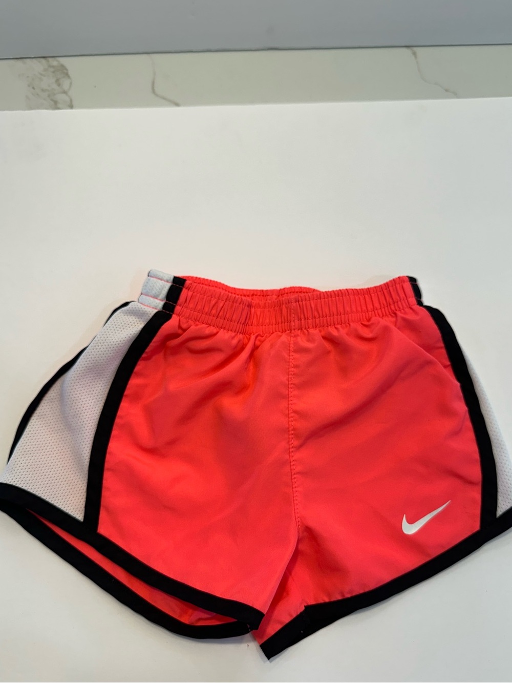 Nike kid's Coral-Pink Athletic Shorts with Black & White Trim